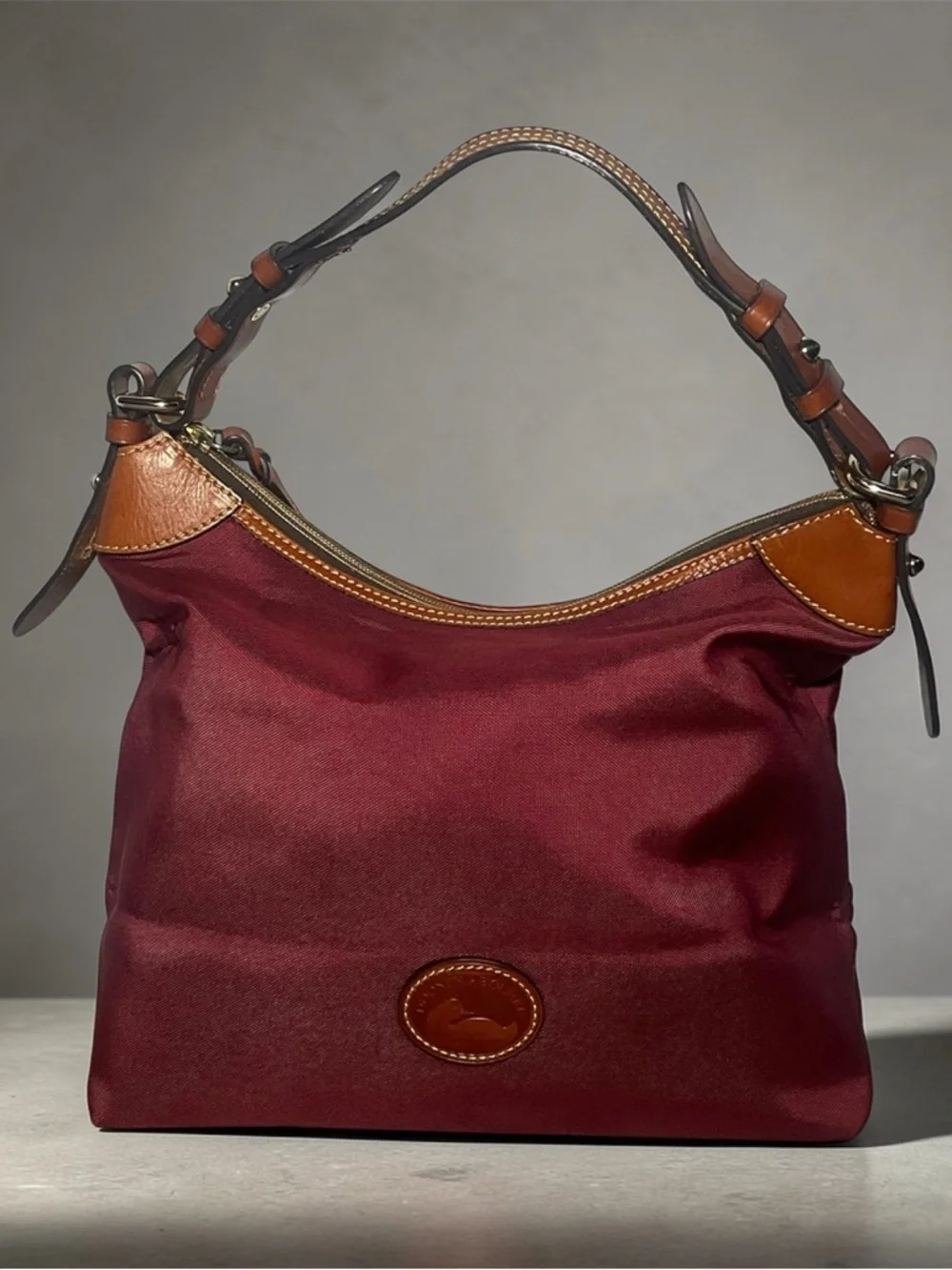 Dooney & Bourke Burgundy Large Nylon Erica Hobo Bag - Picture 1 of 6